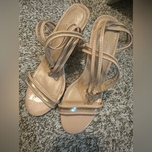 Charlotte Russe Ankle Strap Nude Wedge Heels